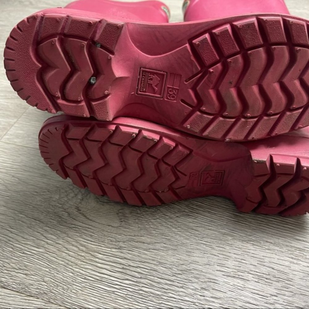 LE CHAMEAU Iris Rose Lined Rubber Boots 39 - Picture 3 of 12